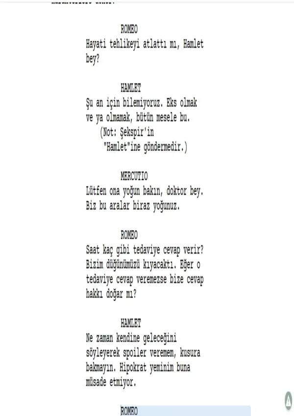 Romeo ve Juliet: Armut Dalda, Kız Balkonda sample page