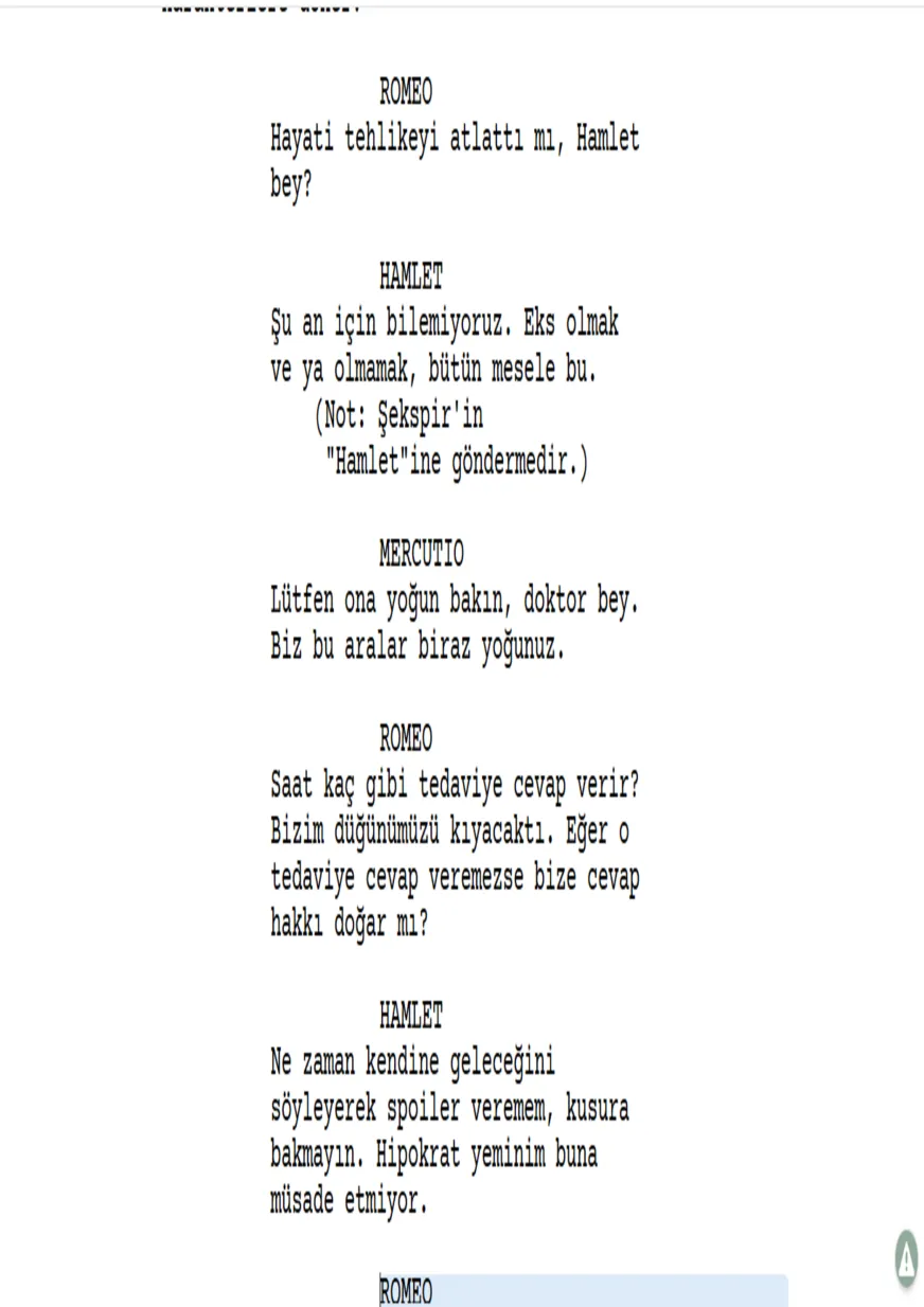 Romeo ve Juliet: Armut Dalda, Kız Balkonda sample page
